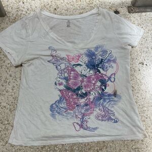 Elegant White Butterfly Print Blouse